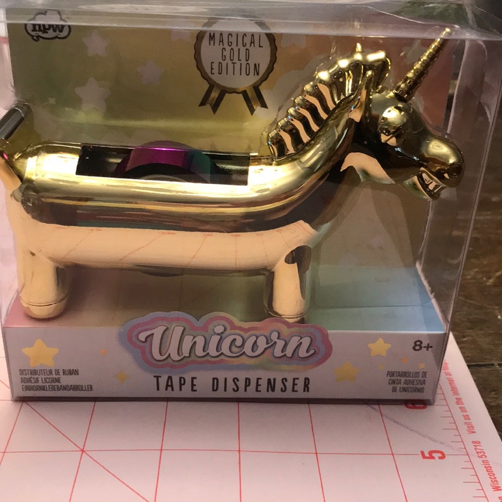 Unicorn Tape Dispenser,Magical Gold Rose Edition